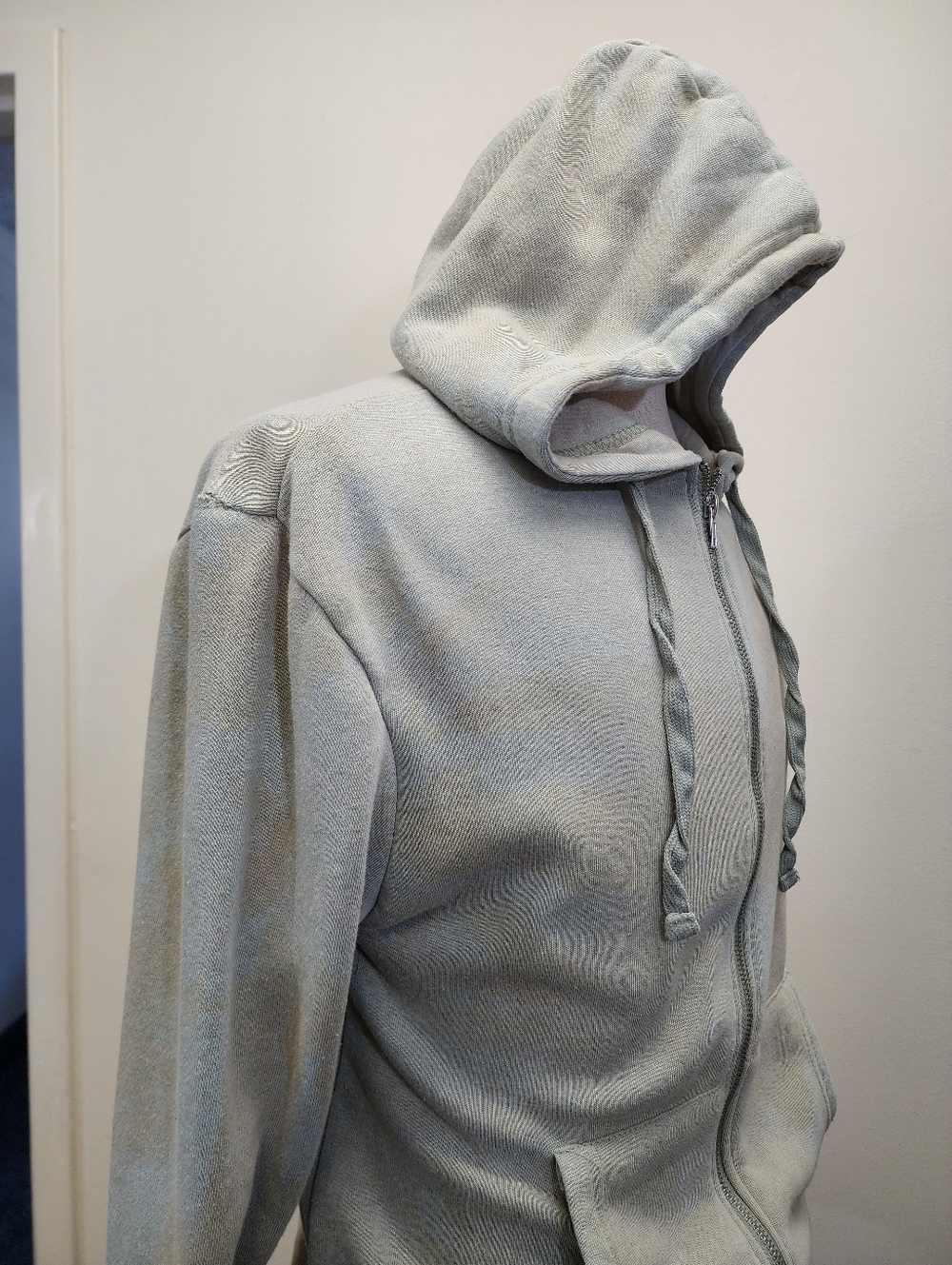 Upcycled Marble Wash Zip Hoodie Tiger Patch Hand Dyed Streetwear Size Small - Picture 6 of 7